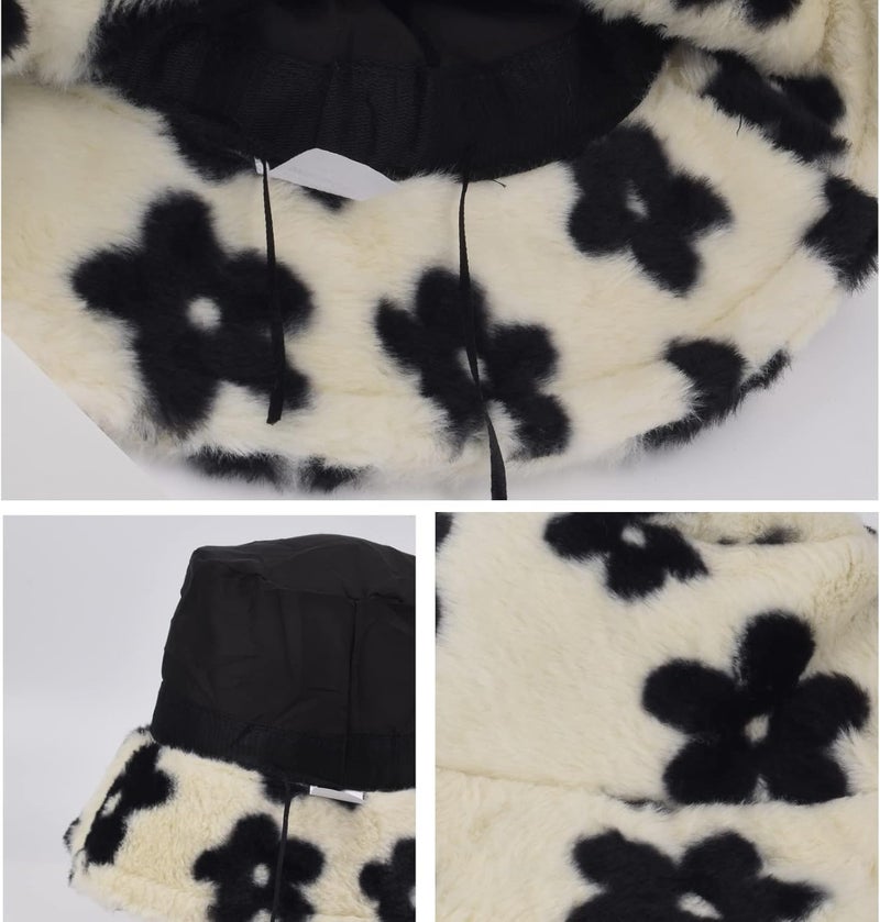 Yonchic Store Winter Soft Faux Fur Plush Bucket Hat, Lovely Fisherman Cap, Fashion Outdoor Thick Warm Sun Cap for Women - Image 4